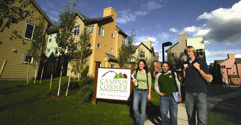 Photo in front of Campus Corner Apartments